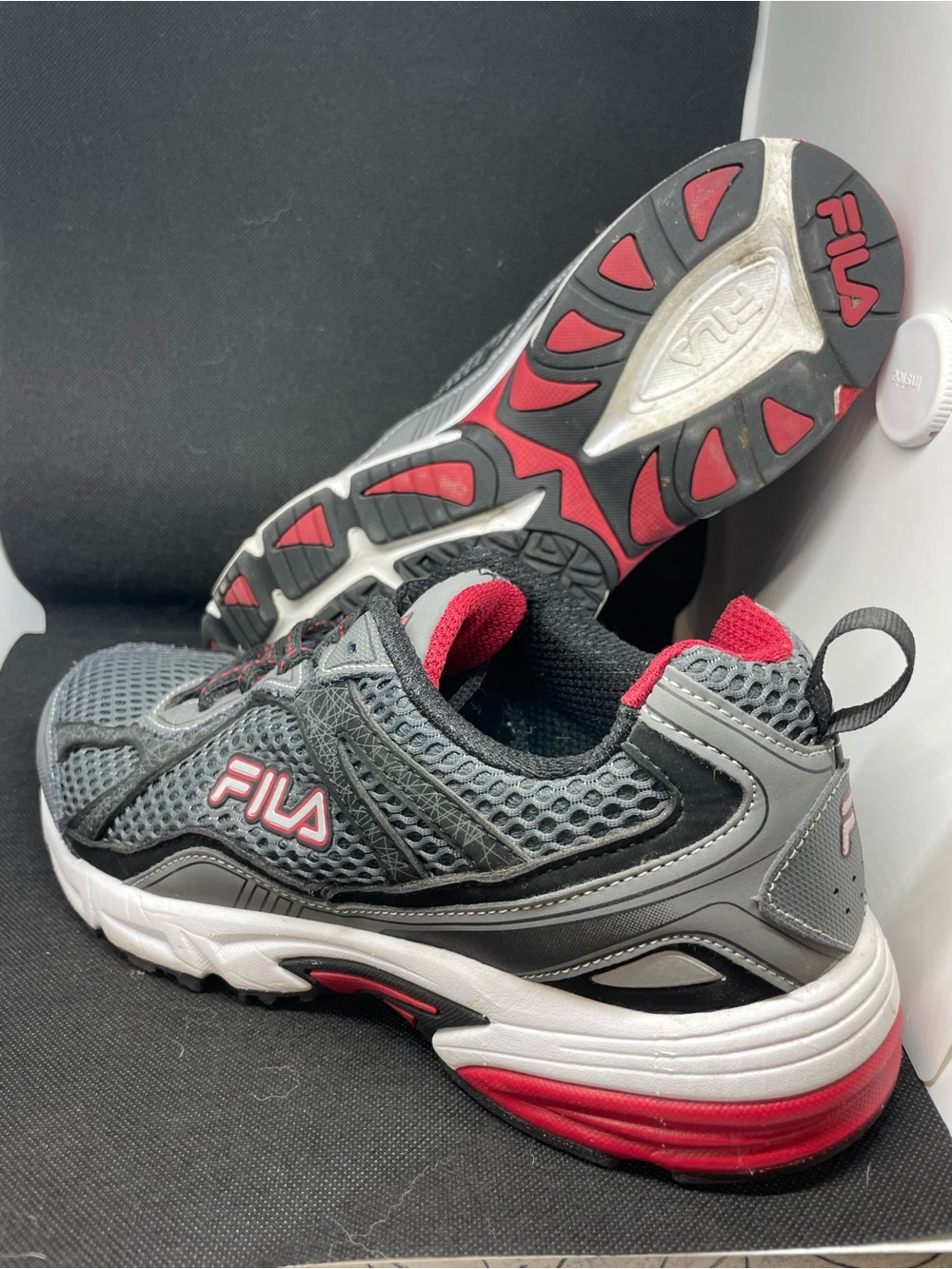 Fila Red and Gray Mesh Athletic Shoe with White Label